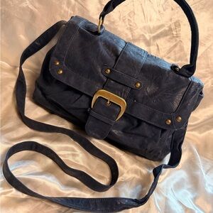 Vintage Blue Bag with Gold Buckle